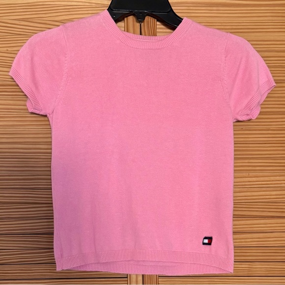 Vintage TOMMY HILFIGER Y2K Pink Cardigan Set Xs S M 90s Baby Tee Cropped - Picture 15 of 17